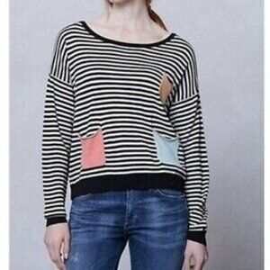 Numph Anthropologie Black & White Striped‎ Julienne Sweater